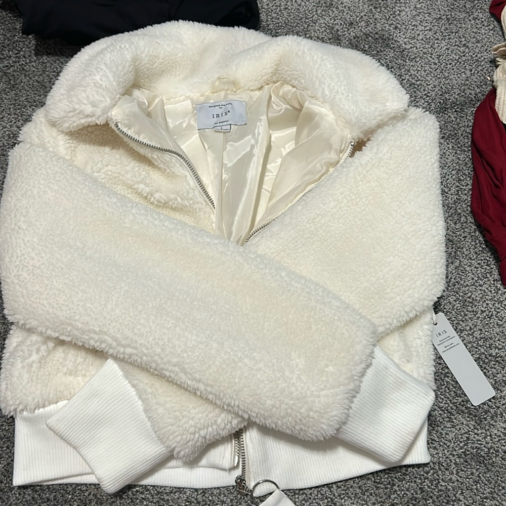 white sherpa jacket